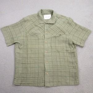 and austin Mens Linen Button Up‎ Shirt size L Short Sleeve Resort Vacation